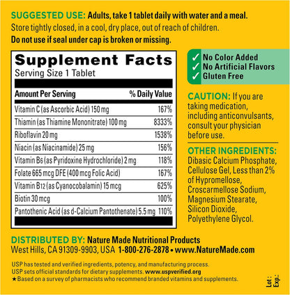 Nature Made Super B Complex con Vitamina C y Ácido Fólico, 360 Comprimidos – Image 8