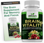 GREEN VALLEY NATURALS Brain Vitality Plus™ – Apoyo Cognitivo para Memoria, Concentración y Claridad Mental con Cognizin® Citicolina, Bacopa Monnieri y DHA Omega-3 | 60 Cápsulas Blandas