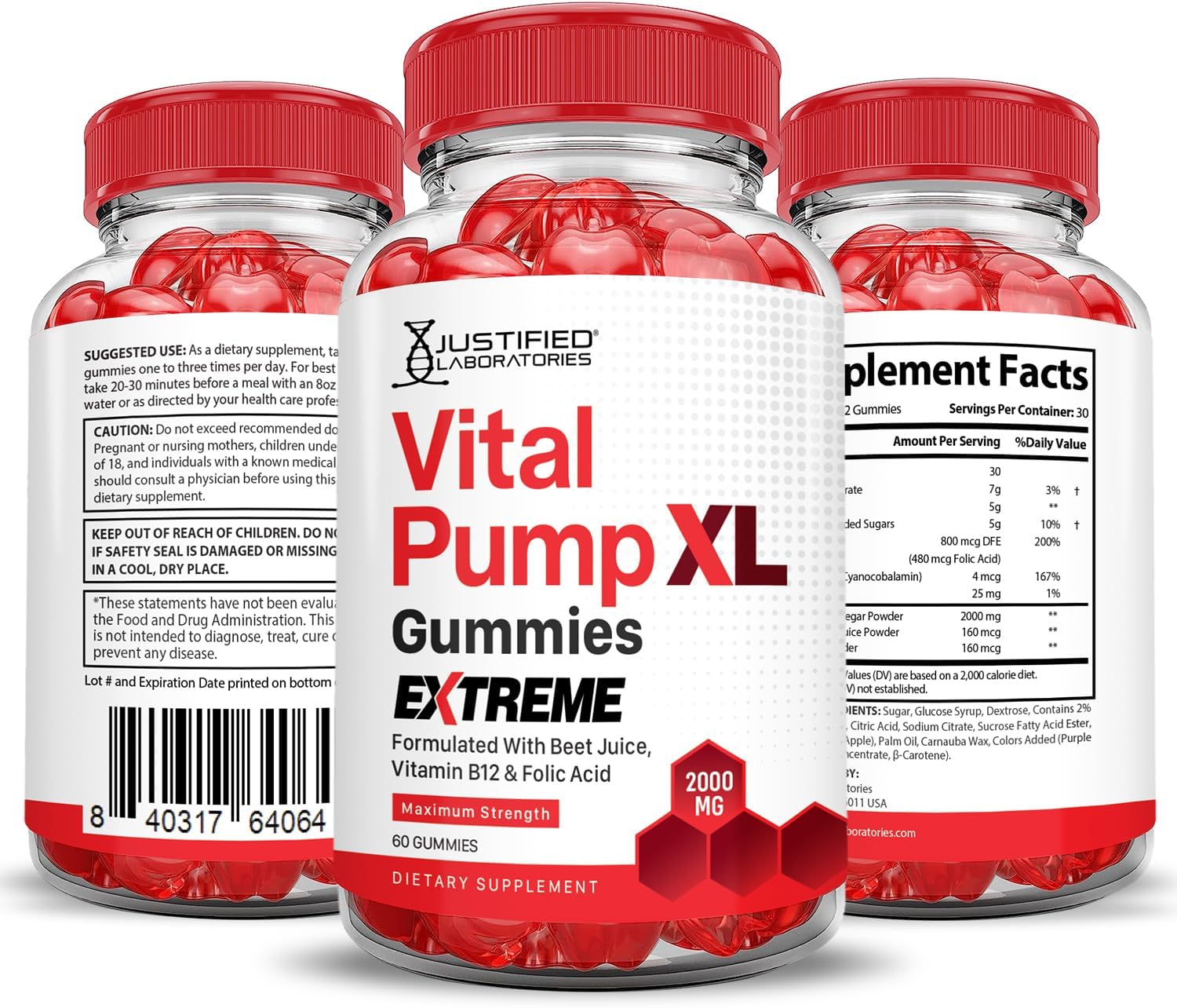 (3 Pack) Vital Pump XL Extreme 2000MG Performance Gummies - 180 Gominolas