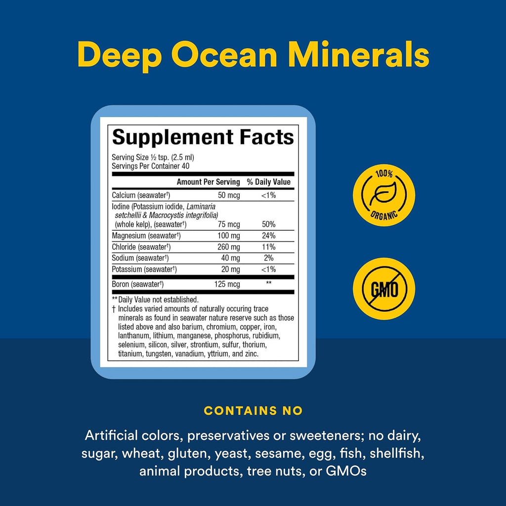 Natural Factors Whole Earth & Sea Minerales Marinos Profundos - Apoya el Equilibrio Electrolítico y la Salud Ósea* - Vegano - Sin Sabor - 3.38 oz