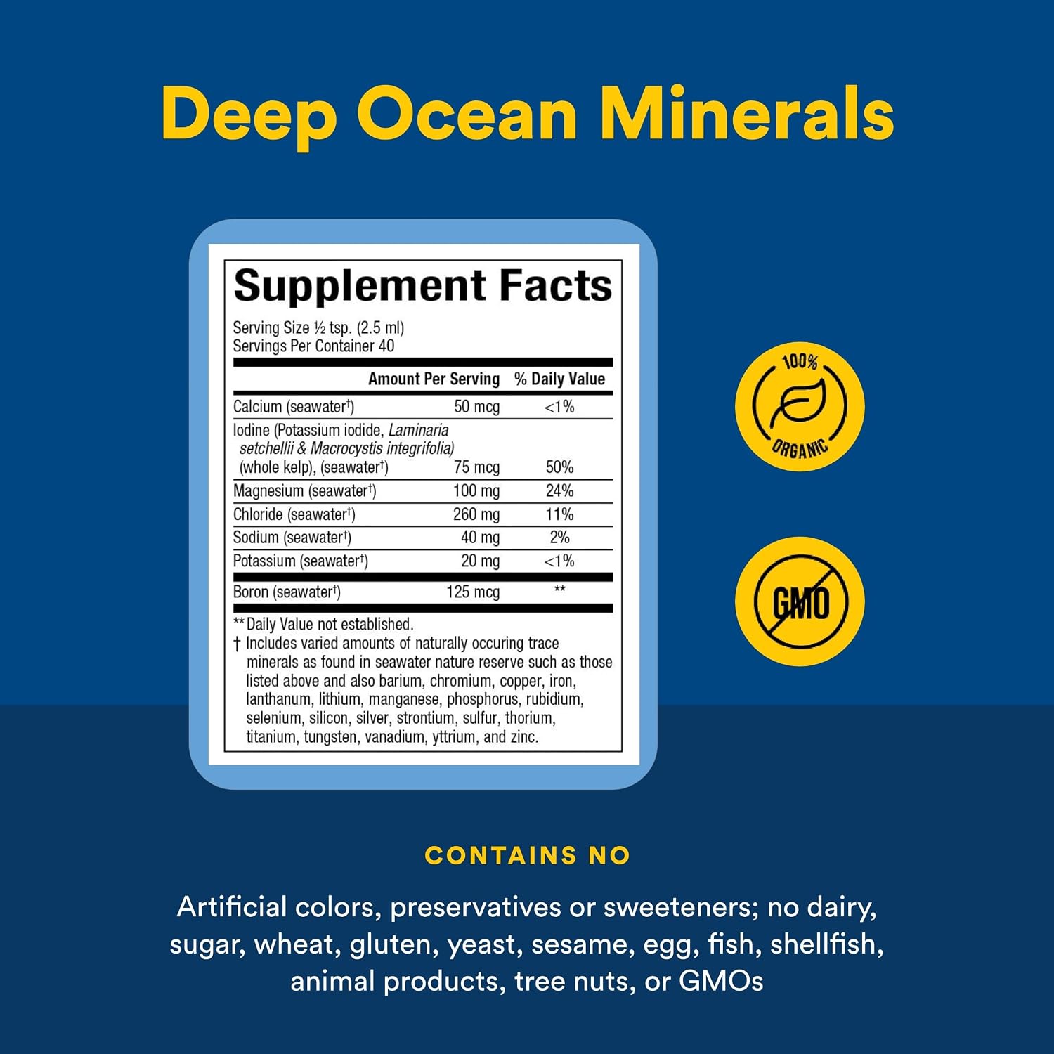 Natural Factors Whole Earth & Sea Minerales Marinos Profundos - Apoya el Equilibrio Electrolítico y la Salud Ósea* - Vegano - Sin Sabor - 3.38 oz