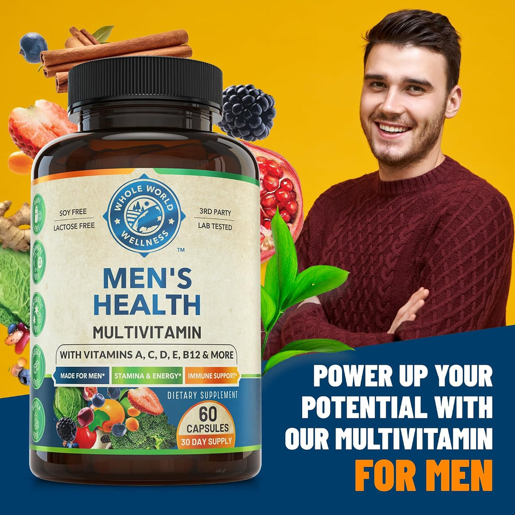 Whole World Wellness Multivitamínico Diario para Hombres - 30+ Nutrientes, Energía y Rendimiento