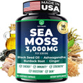 Sea Moss Black Seed Oil Ashwagandha Ginger - Cápsulas Avanzadas de Irish Sea Moss, Suplemento Todo en Uno con Seamoss, Black Seed Oil, Ashwagandha, Burdock Root, Bladderwrack