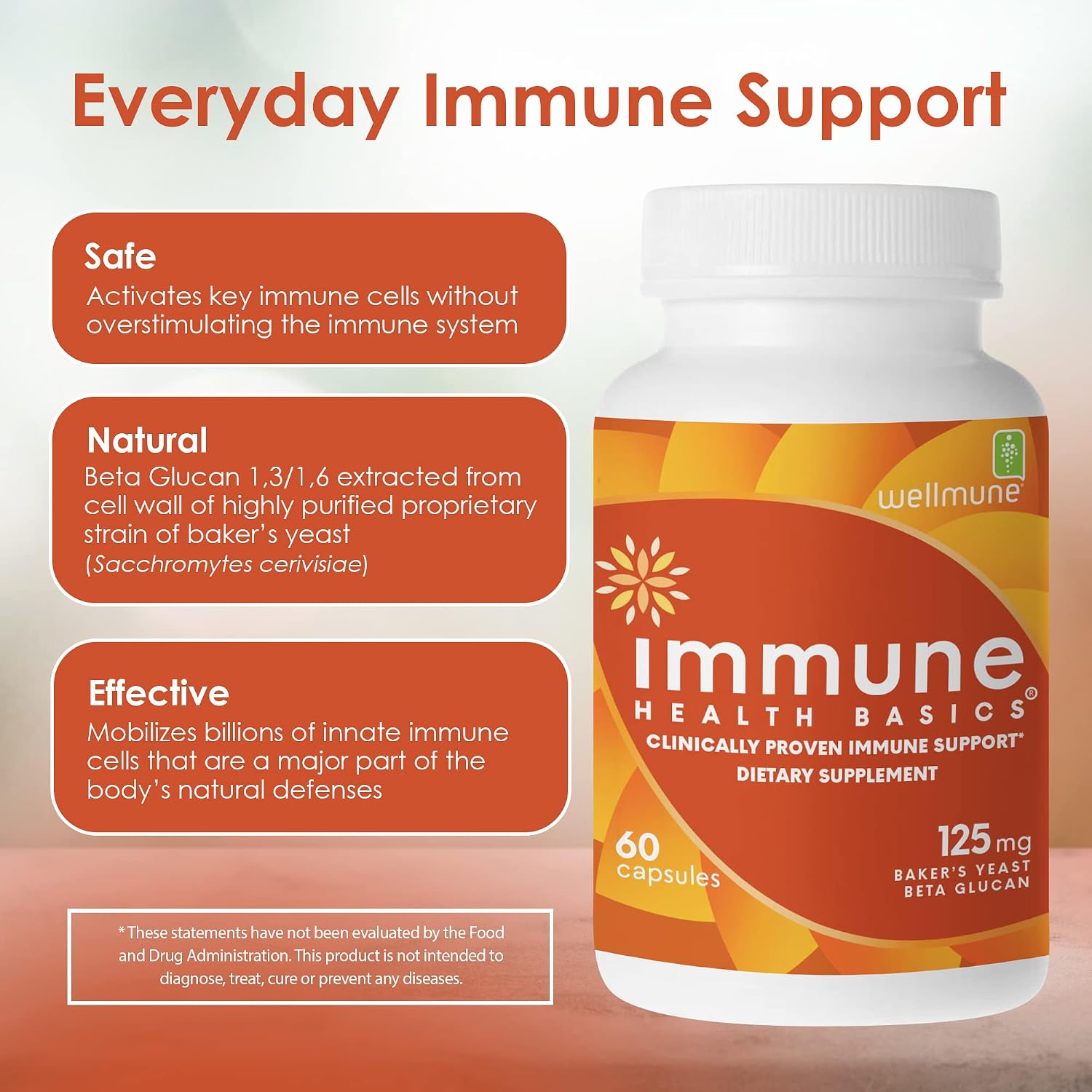 Immune Health Basics Ultra Strength Immunity - Beta Glucano 125 mg - 60 Cápsulas