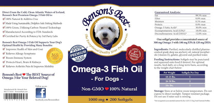 Benson's Best Omega 3 Aceite de Pescado para Perros - Cápsulas de Aceite de Anchoa - 200 Cápsulas de 1000 mg - 100% Puro, – Image 4