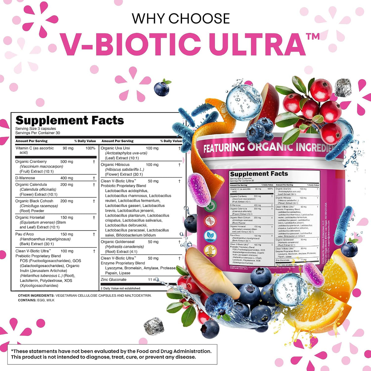 Clean Nutra Vaginal Probiotics for Women + – Cranberry y D-manosa: Tradicionalmente utilizados para apoyar la – Image 5