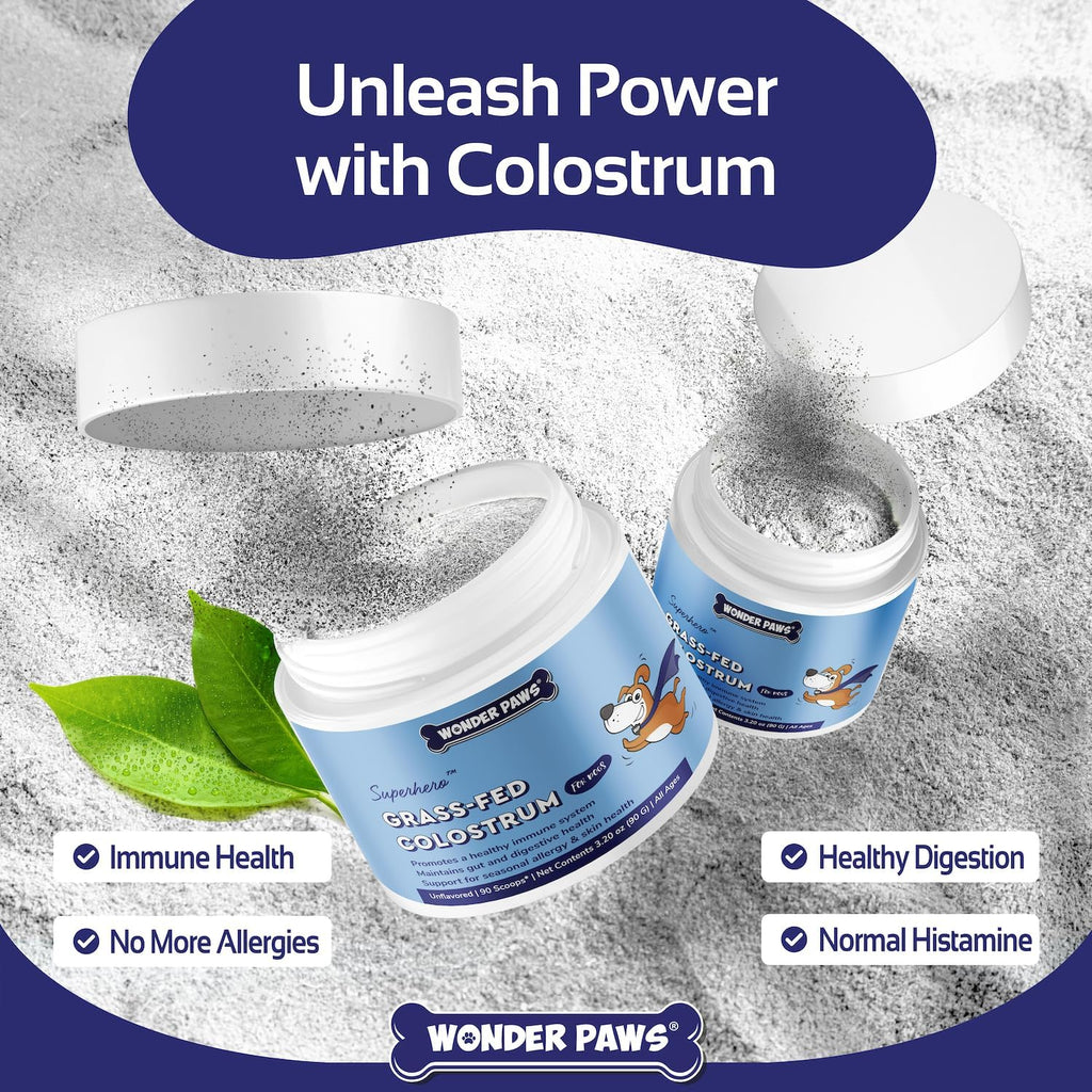 Wonder Paws Premium Grass Fed Colostrum for Dogs – Calostro Bovino Puro para Perros – 3.20 oz (90.7 g)