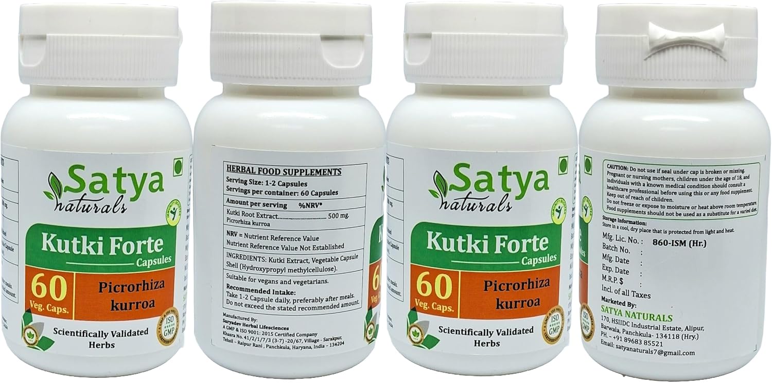 Kutki Forte 500 mg - 240 Cápsulas Veganas - Picrorhiza Kurroa 10:1