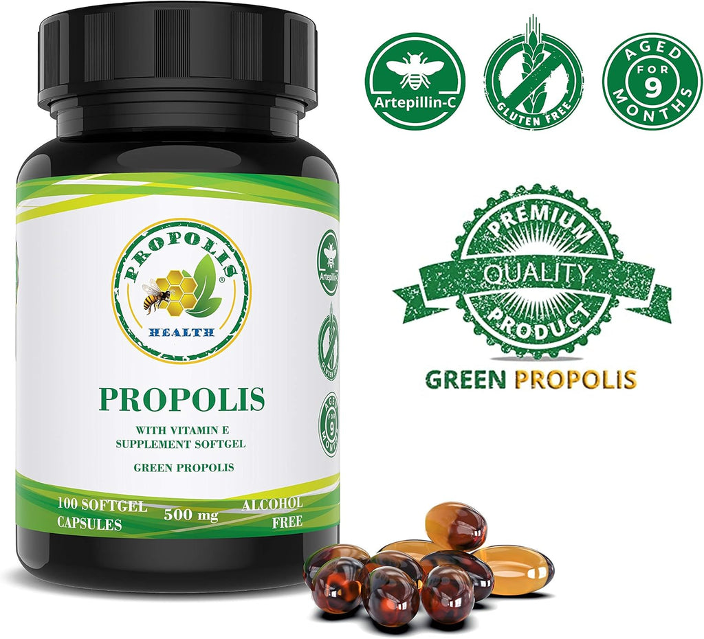 Propolis Health Cápsulas de Propóleo con Vitamina E 1000mg (100 Cápsulas)