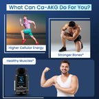 Global Natural Healing Supplements Ca-AKG Alfa-cetoglutarato de Calcio, 1000 mg, 60 Cápsulas Veganas