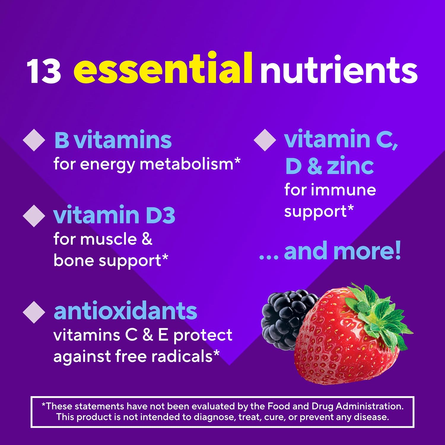 Vitafusion Multivitamínico en Gominolas para Hombres, Sabor Berry, 120 unidades (60 días)