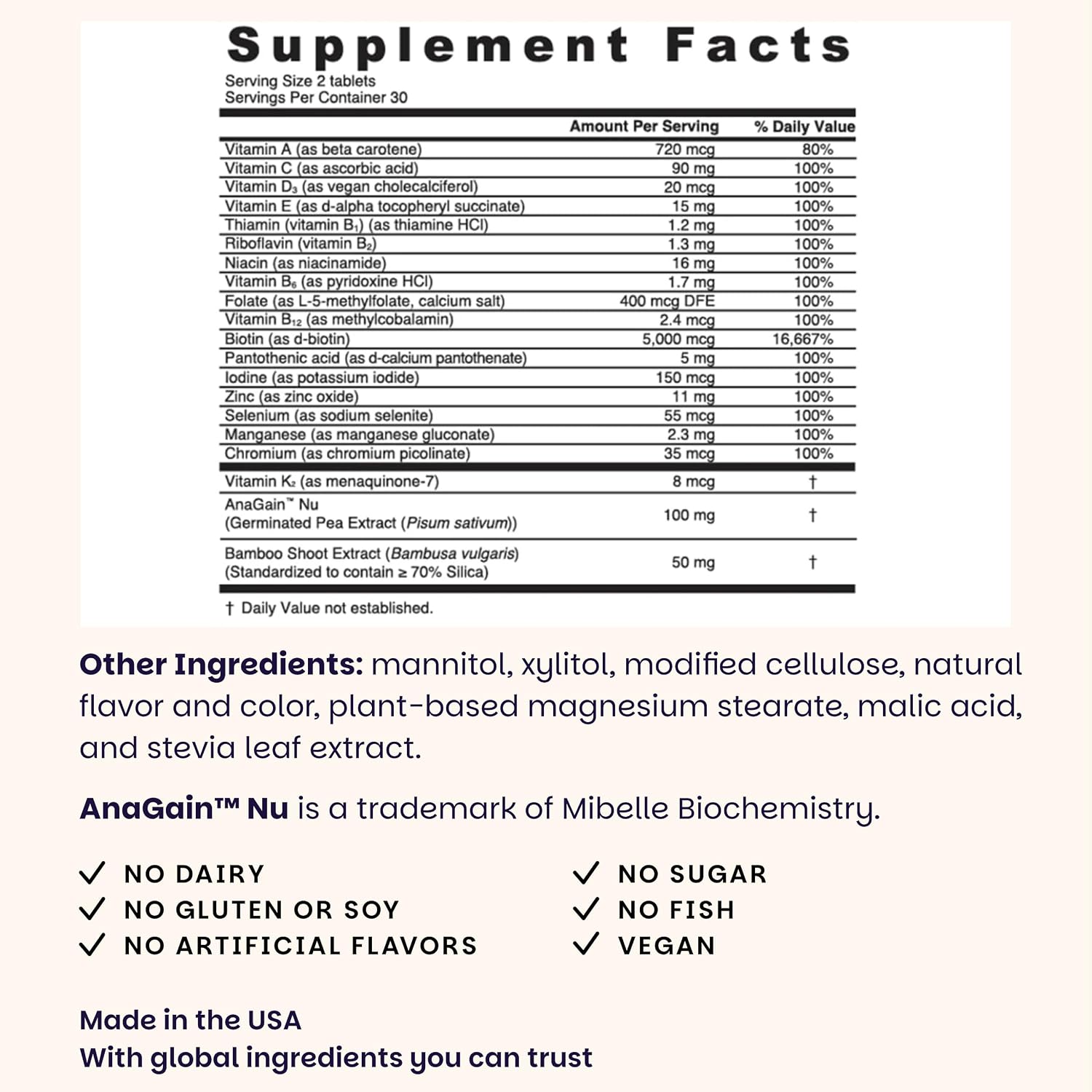 EZ Melts Women's Multi + Hair Growth - Multivitamínico Diario para Mujeres - Apoya la Energía y Reduce la Caída del Cabello - No-GMO y Vegano - Sabor Melocotón - 60 Comprimidos (30 Dosis)