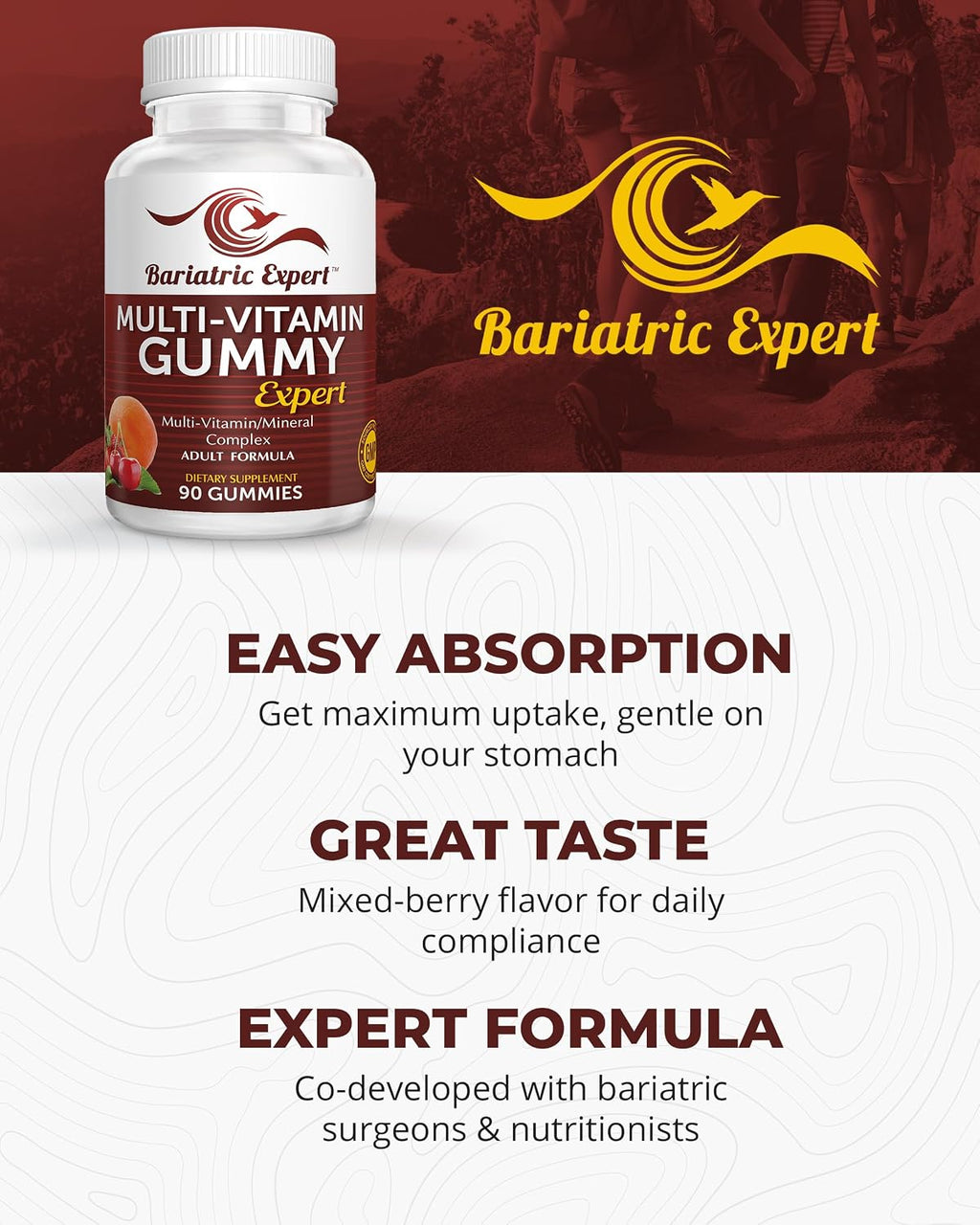 Bariatric Expert Multivitamin Gummies – Gominolas multivitamínicas de fusión rápida para adultos post-cirugía bariátrica, 90 unidades