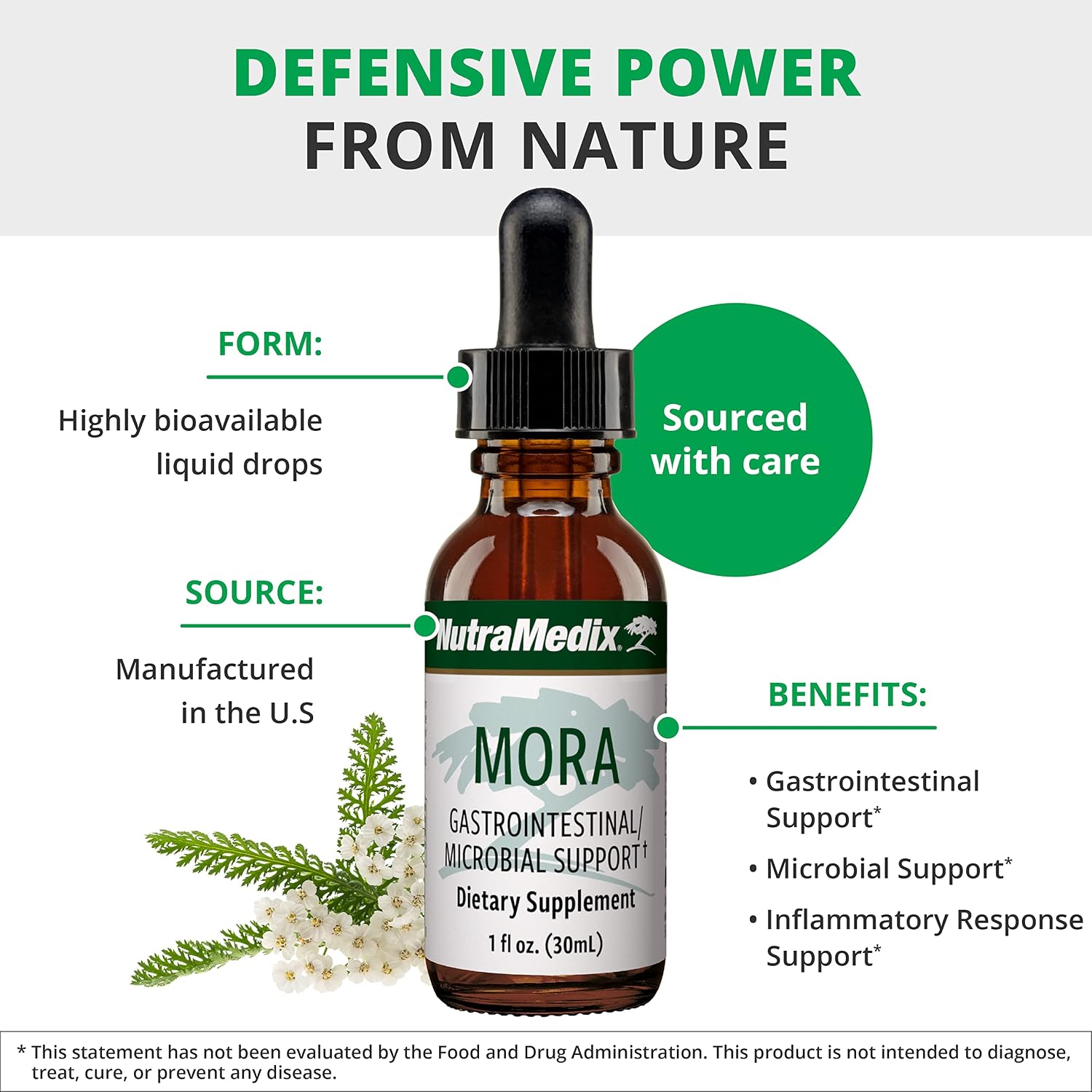 NutraMedix Mora Yarrow Extract - Extracto de Milenrama, Hojas de Mora y Corteza de Capirona (30 ml)