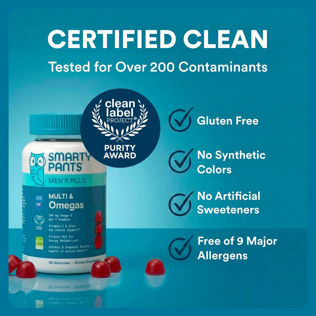 SmartyPants Men's Multivitamin Gummies - 90 Gominolas Multivitamínicas con Omega 3 DHA/EPA