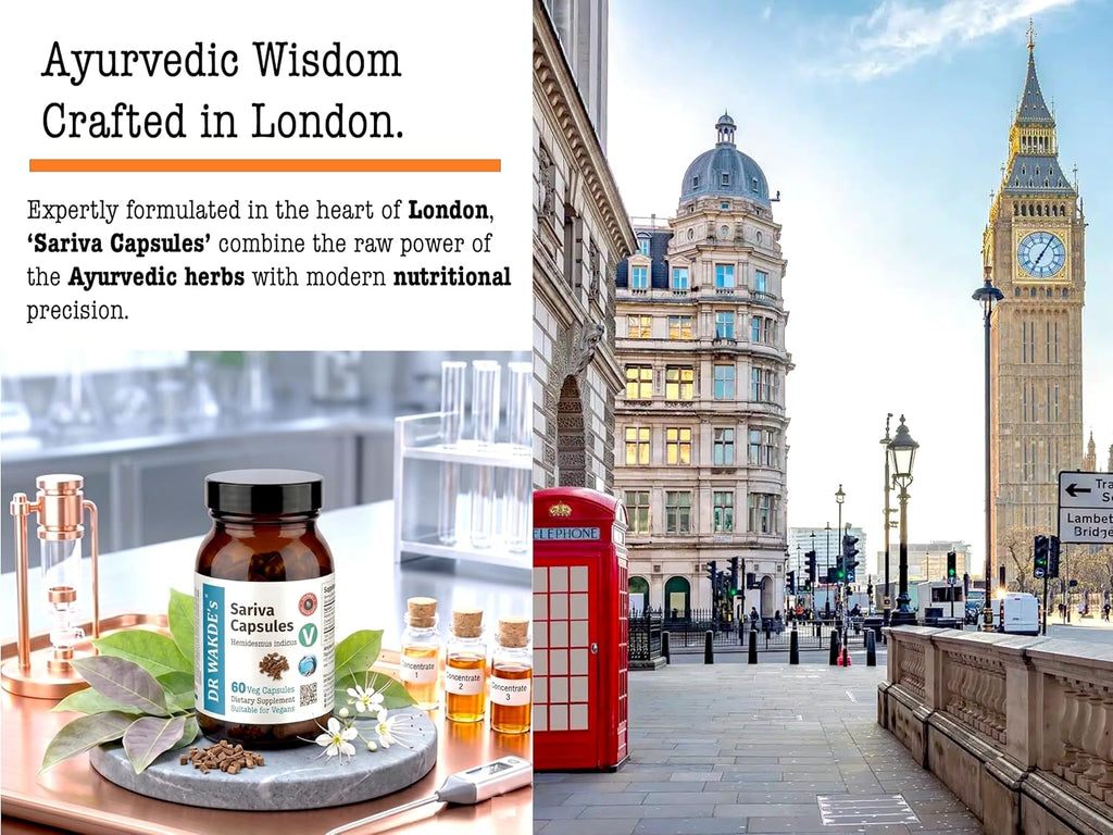 DR WAKDE'S Sariva (Hemidesmus indicus) 60 Cápsulas Veganas - Suplemento Ayurvédico 100% Natural