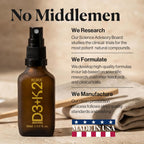 Kurk Spray Vegano de Vitamina D3+K2, 3000UI D3 y 150mcg K2 MK-7, Sabor Menta (30ml)
