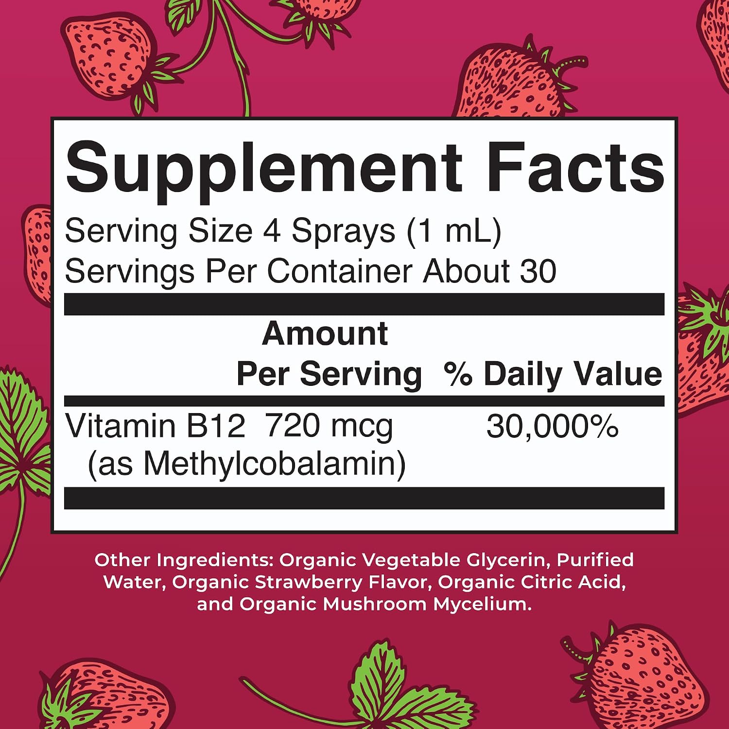 MARYRUTH'S Vitamin B12 Liquid Spray | 720 mcg | Metilcobalamina | USDA Orgánico | Vegano | Sin Gluten | 1 Fl Oz