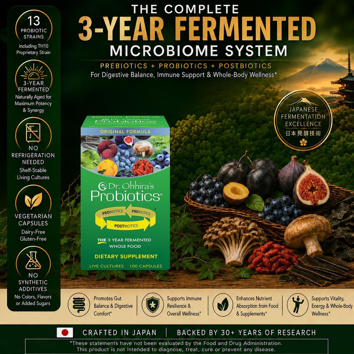Dr. Ohhira's Probiotics Original Formula – 3 Años de Fermentación Natural Japonesa – 100+10 Cápsulas Vegetarianas – Image 2