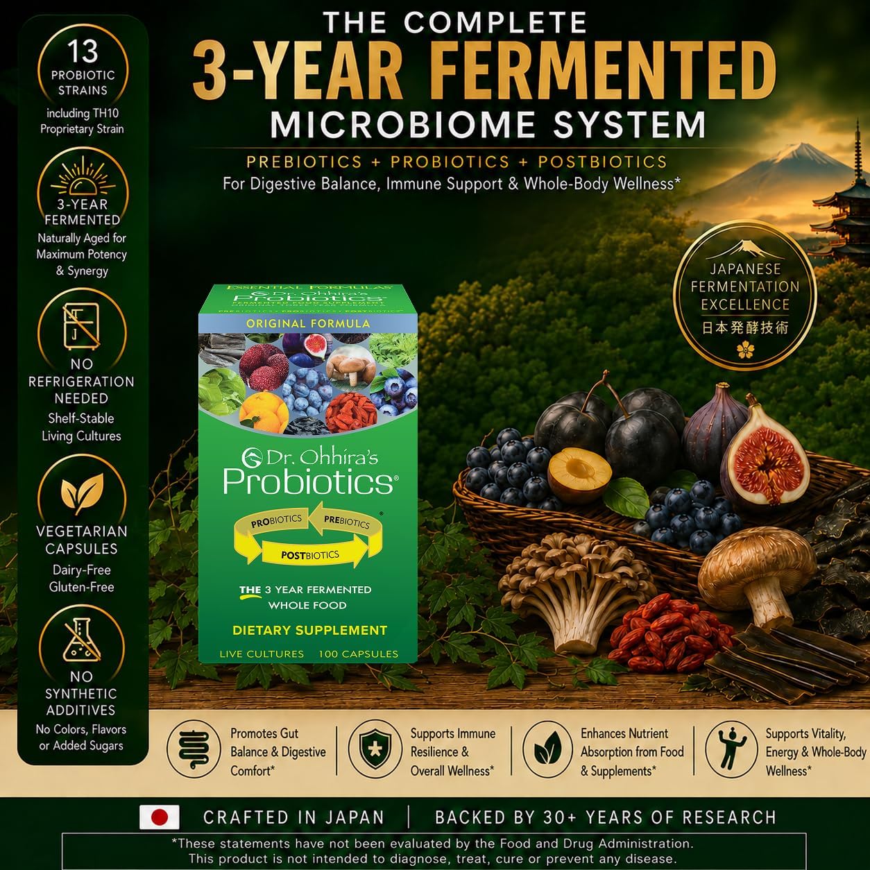 Dr. Ohhira's Probiotics Original Formula – 3 Años de Fermentación Natural Japonesa – 100+10 Cápsulas Vegetarianas