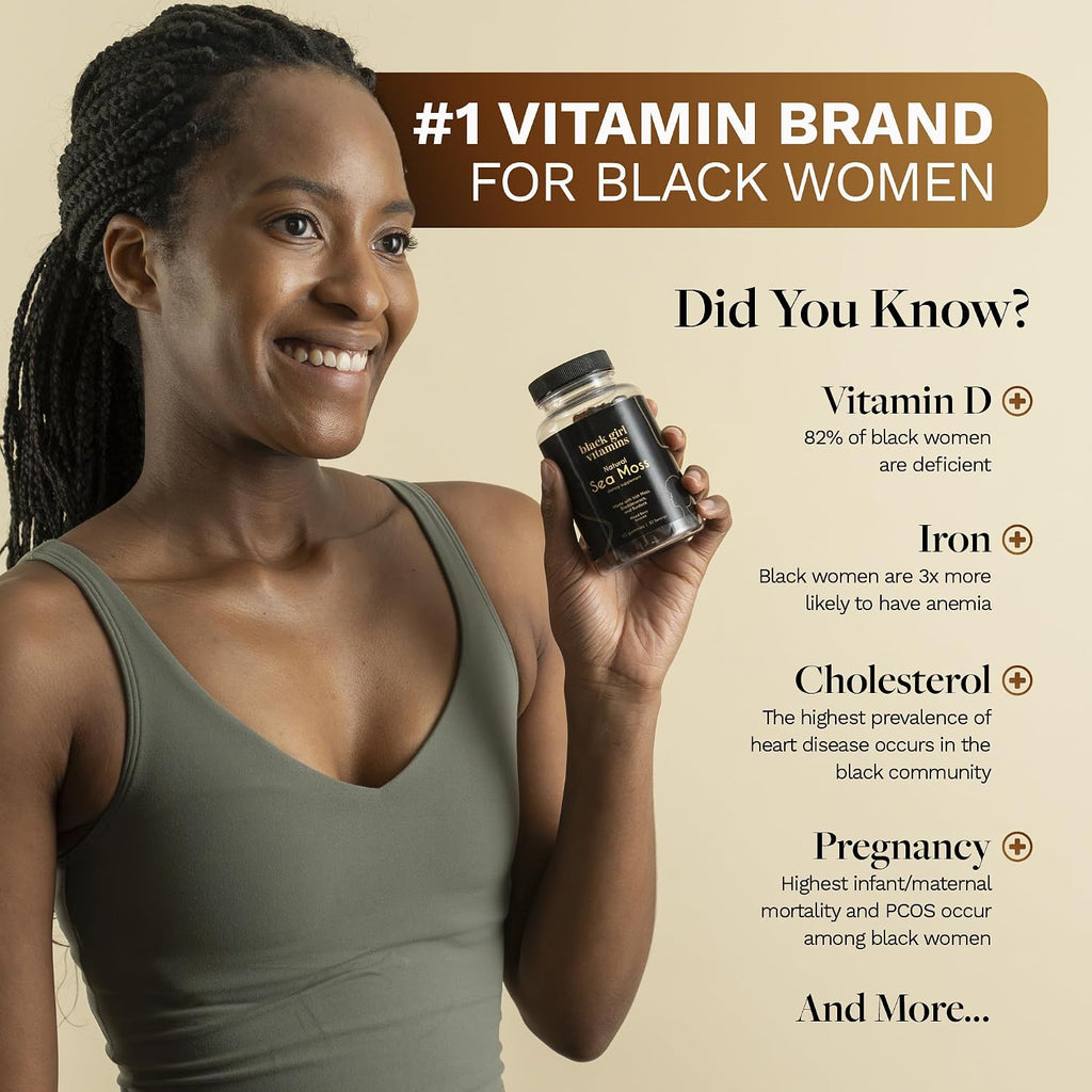 Black Girl Vitamins - Gominolas de Musgo Irlandés con 92 Minerales - Vegano, Sin Gluten, Halal (Frutos del Bosque, 30 Días)
