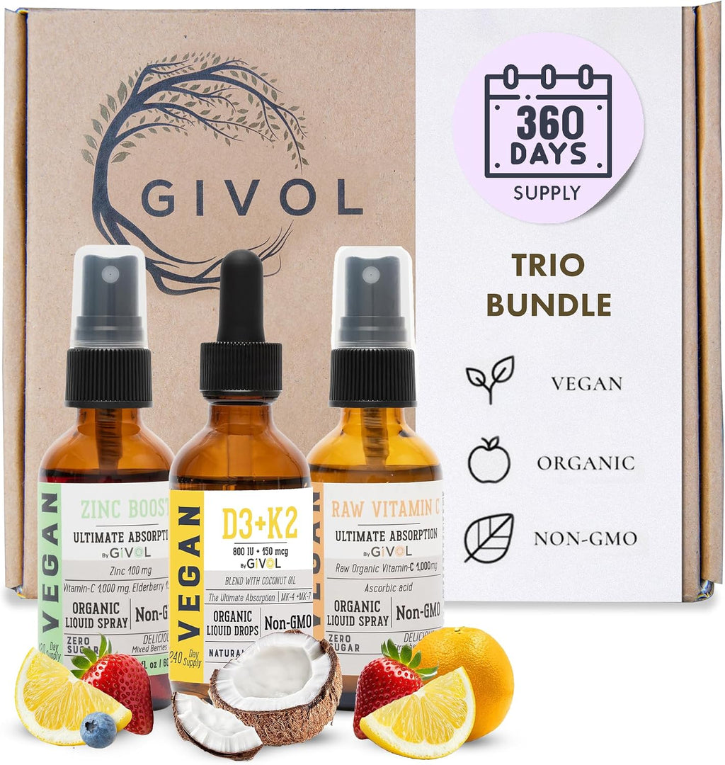 GIVOL Complejo de Vitaminas C, D3, K2 y Zinc Picolinato - Spray Líquido - 180 Días de Suministro