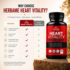 HerbaMe Heart Support – Suplemento para el Corazón con L-Arginina, Citrulina y CoQ10, 120 Cápsulas