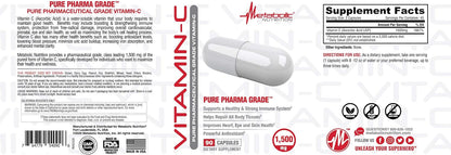 Vitamina C 1500 mg, Cápsulas de Ácido Ascórbico Puro - Metabolic Nutrition – Image 4