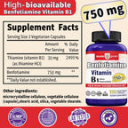 Benfotiamina 750 mg, 120 Cápsulas Vegetales - Vitamina B1 Liposoluble