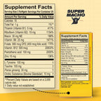 Super Macho, Complejo Vitamínico B y Aminoácidos de Alta Potencia para Hombres Activos, Sin Cafeína ni Azúcar, 50 Cápsulas Blandas