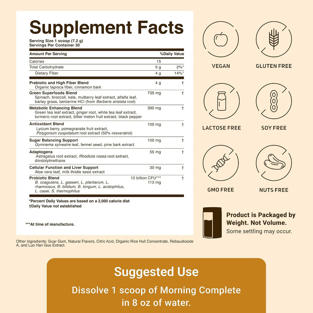 ACTIVEDYOU Morning Complete Mezcla de Verduras y Probióticos - 30 porciones (Cítricos)