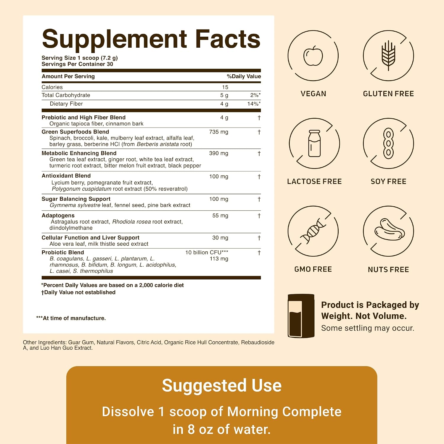 ACTIVEDYOU Morning Complete Mezcla de Verduras y Probióticos - 30 porciones (Cítricos)