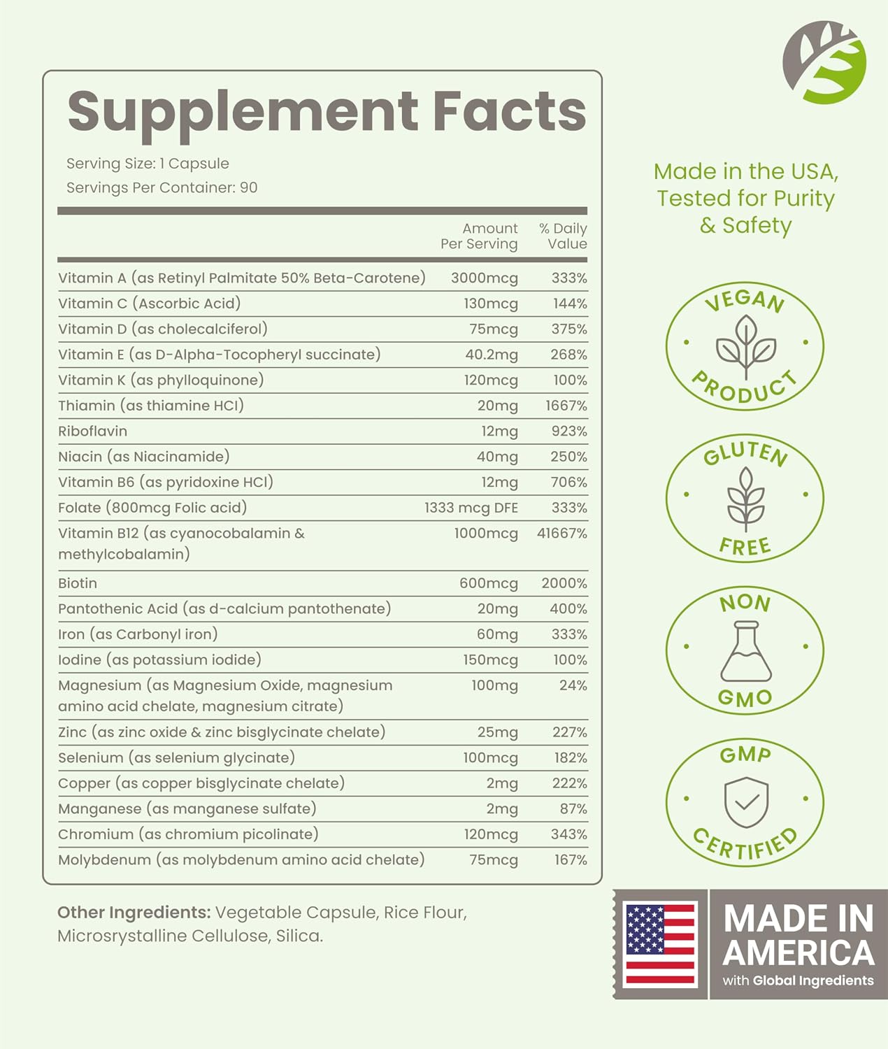 BariSlim Multivitamínico Bariátrico Una Vez al Día - 60mg Hierro - Post Cirugía Bypass Gástrico | 90 Días