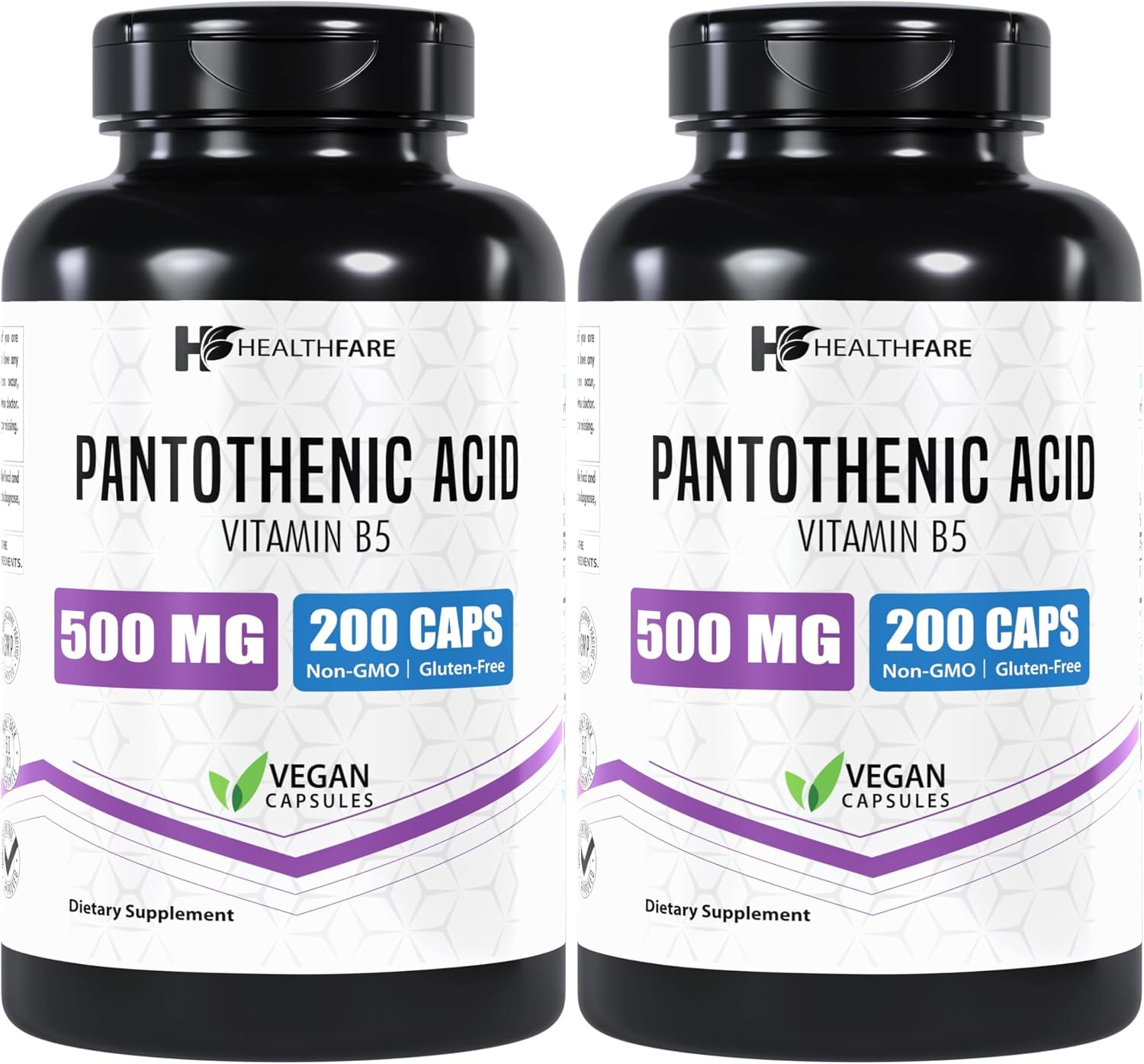 Healthfare Ácido Pantoténico 500mg Vitamina B5 | 200 Cápsulas Veganas