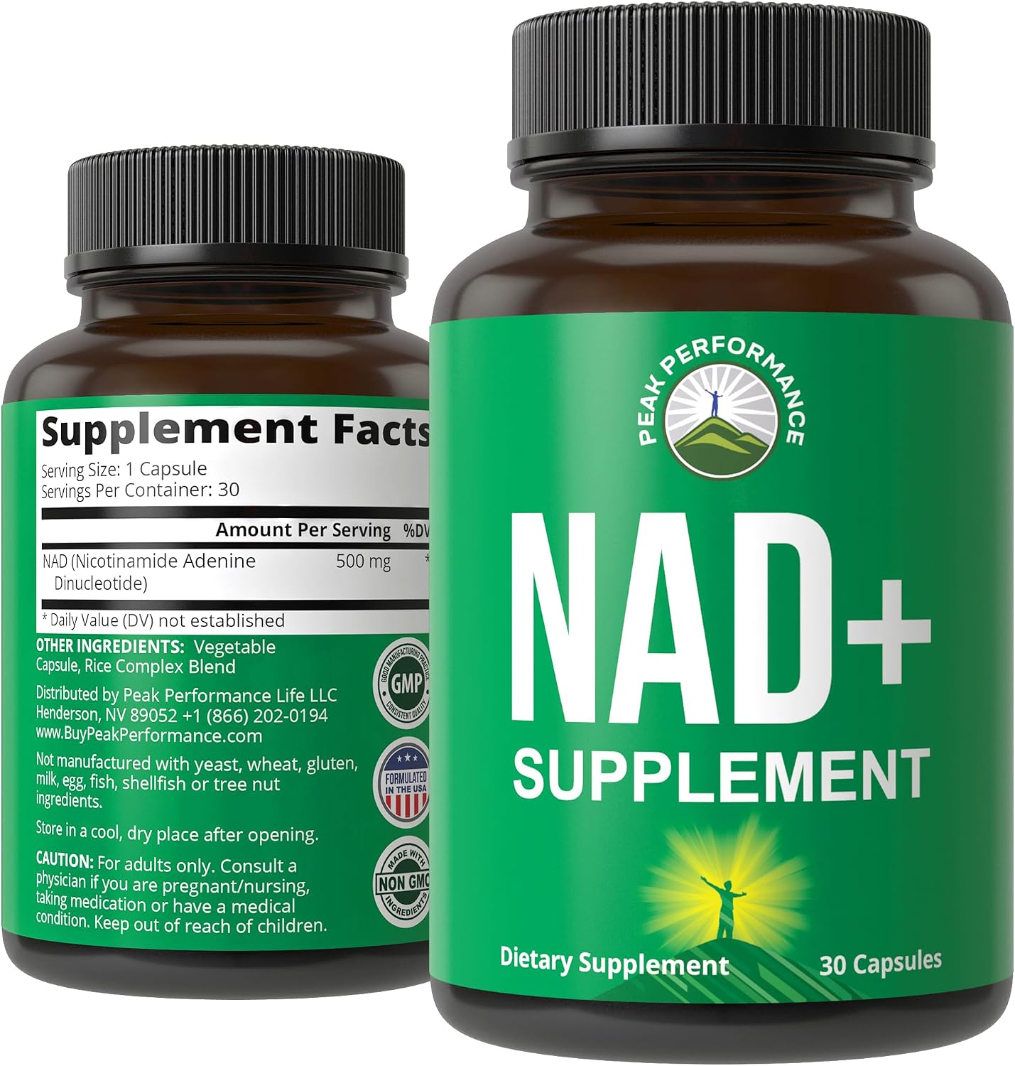 Peak Performance Suplemento de NAD de Alta Pureza en Cápsulas para Mujeres y Hombres
