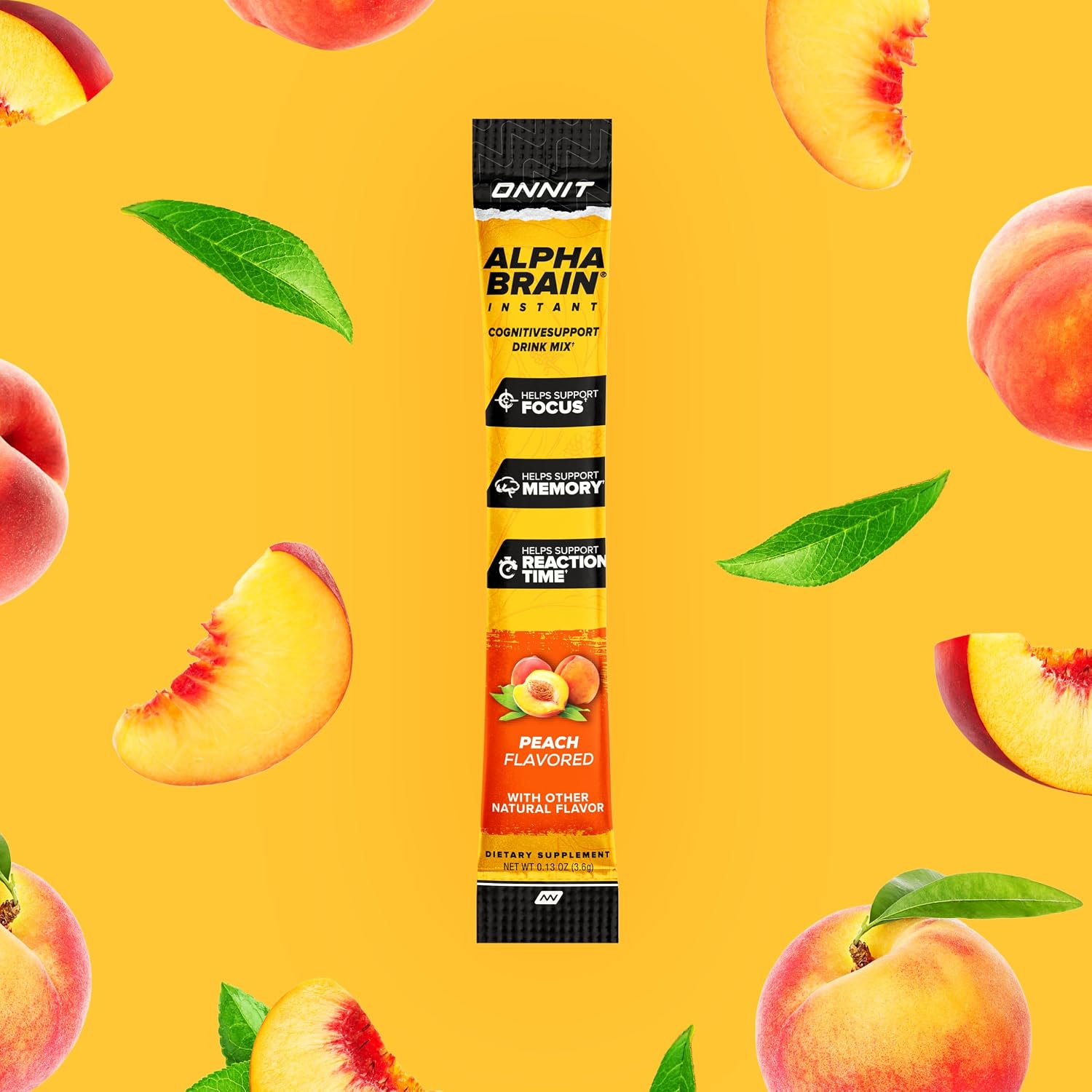 ONNIT Alpha Brain Instant - Mezcla para Bebida de Apoyo Cognitivo, Sabor Melocotón, 30 Sobres