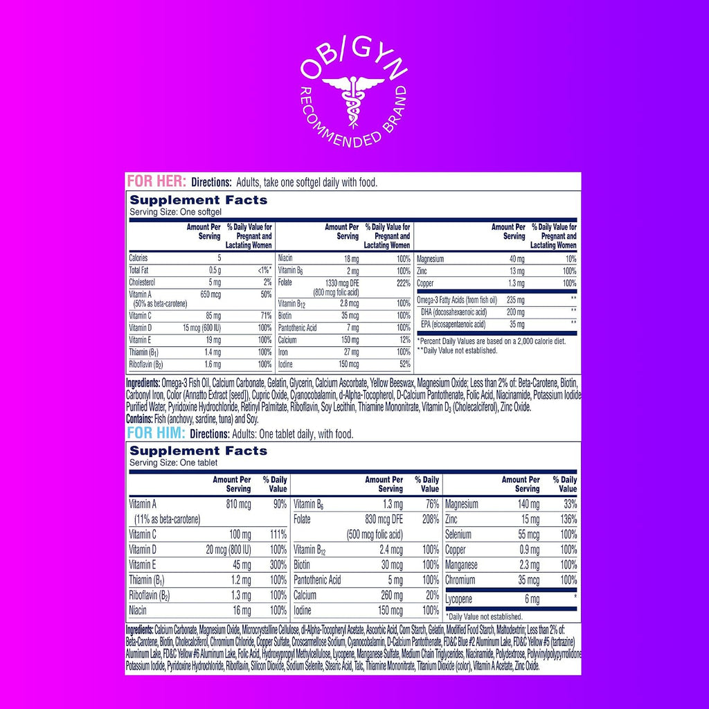 One A Day Pack Pre-Conception for Him and Her - 30+30 Capsules