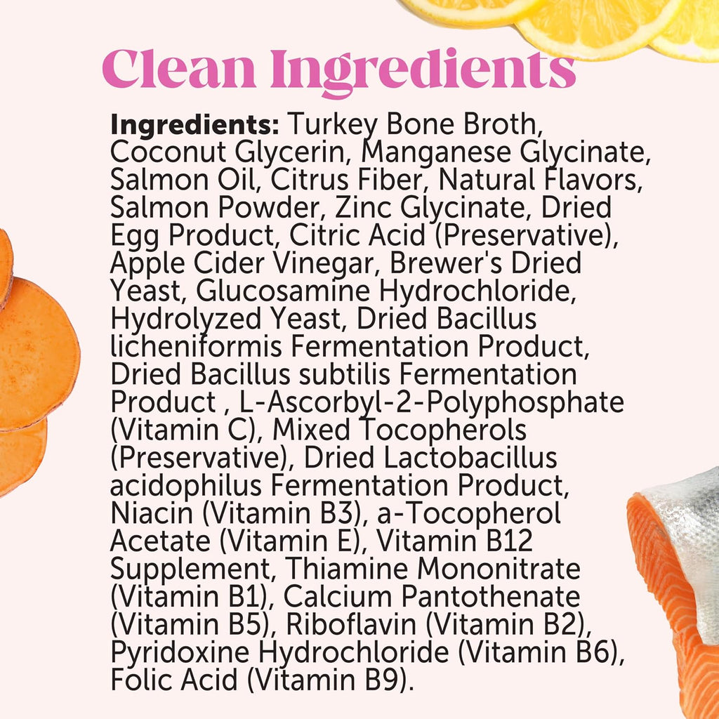 Multivitamínico Líquido para Perros con Aceite de Salmón y Caldo de Huesos - Omega 3, Glucosamina, Prebióticos y Postbióticos - 12 oz (354 ml)