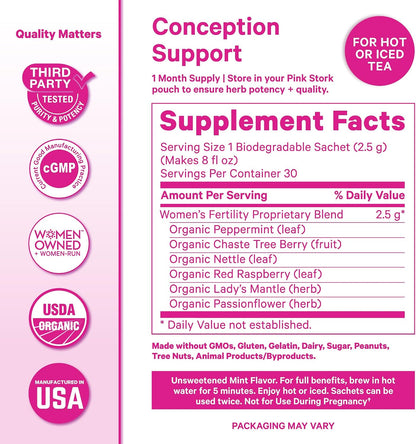 Pink Stork Pack de Fertilidad: Té de – Hojas de frambueso rojo: Conocidas por su aporte de vitaminas y minerales, – Image 6