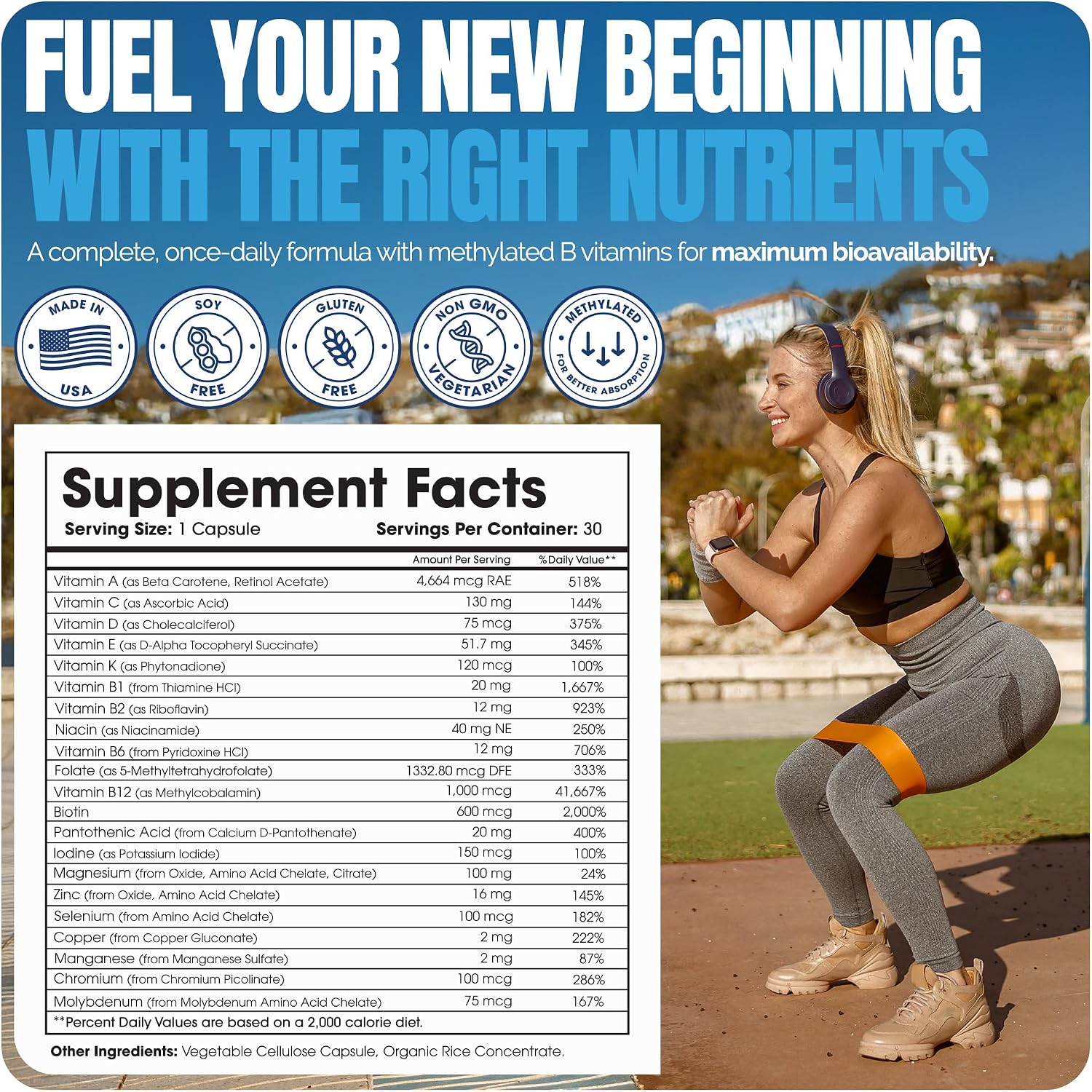Shiny Leaf Multivitamínico Bariátrico Metilado Sin Hierro - 60 Cápsulas