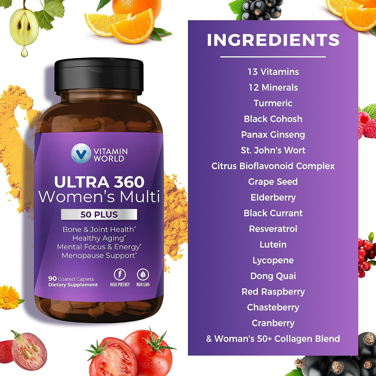 Vitamin World Ultra 360 Multivitamínico para – Vitaminas A, C, D, E y complejo B: La vitamina C contribuye al – Image 5