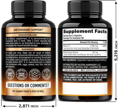 Liposomal Vitamin C 1700 mg | Fórmula de Alta Absorción | 180 Cápsulas – Image 2