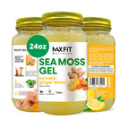 MAX FIT Gel de Musgo de Mar con Cúrcuma, Jengibre y Limón (24 oz) - Silvestre de Santa Lucía | 92 Vitaminas y Minerales | Puro y No-GMO