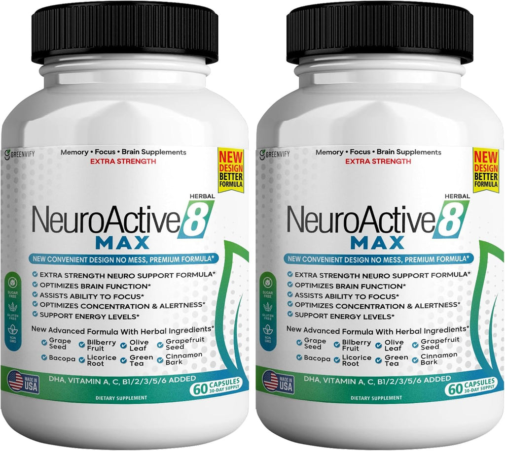 NeuroActive 8 Max – Suplemento para la Memoria y la Concentración, 60 Cápsulas