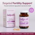 Ladywell Fertility + Egg Health – Suplemento de fertilidad con CoQ10, folato y vitamina D, 60 cápsulas