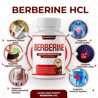 Berberine Supplement 1800mg - Premium Berberine HCl 97% High Purity, Supports Immune System, High Potency Hydrochloride & – Image 3