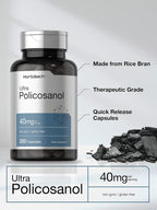 Horbäach Policosanol 40 mg (200 Cápsulas) - Complemento Alimenticio no Transgénico y sin Gluten