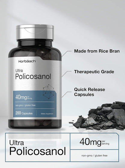 Horbäach Policosanol 40 mg (200 Cápsulas) - – Certificaciones: No transgénico (Non-GMO) y libre de gluten. – Image 3