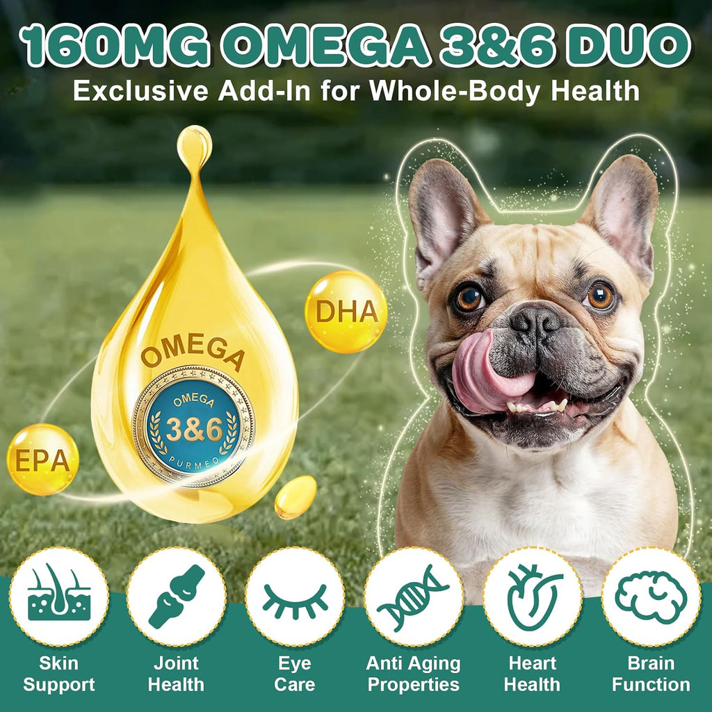 Probióticos para Perros con Enzimas Digestivas, Prebióticos, Omega-3 y 6 y Vitaminas - 180 Masticables Liofilizados - 6 mil millones de UFC - ZEBORA