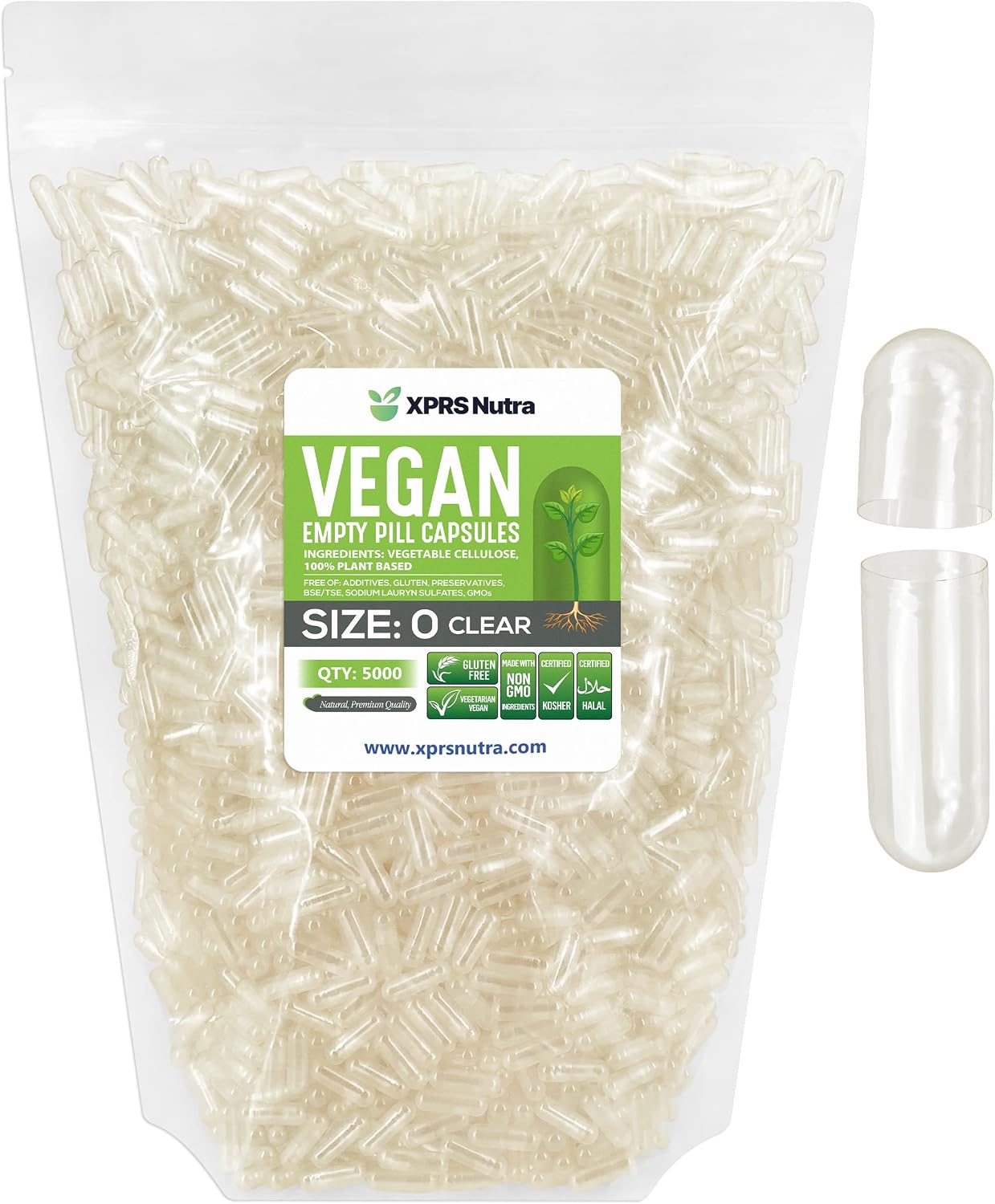 XPRS Nutra Cápsulas Vacías Tamaño 0 - 1000 uds - Cápsulas Veganas para DIY (Multicolor)